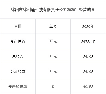 綿陽市綿州通科技有限責(zé)任公司2020年經(jīng)營(yíng)成果(圖1)