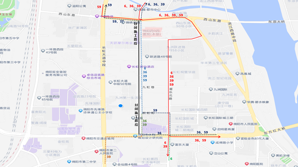 關于6路、36路等5條公交線路 臨時改道運行的通告(圖2)